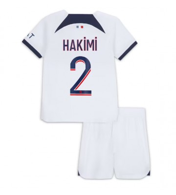 Paris Saint-Germain Achraf Hakimi #2 Segunda Equipación Niños 2023-24 Manga Corta (+ Pantalones cortos)